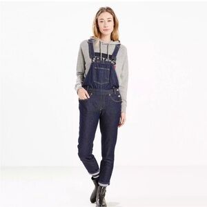 Levi's Women's  Retro Dark Blue Denim Bib Overalls Straight Leg